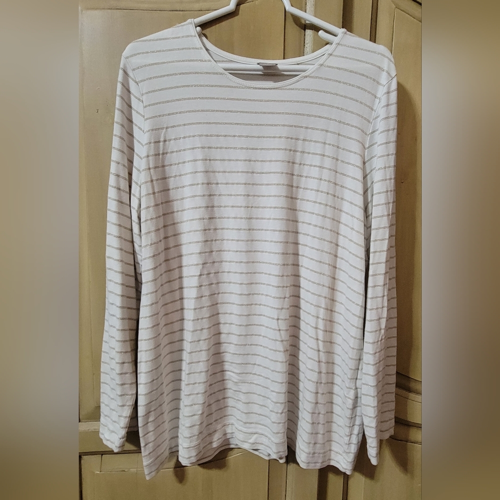 Chicos long sleeve white & beige tunic